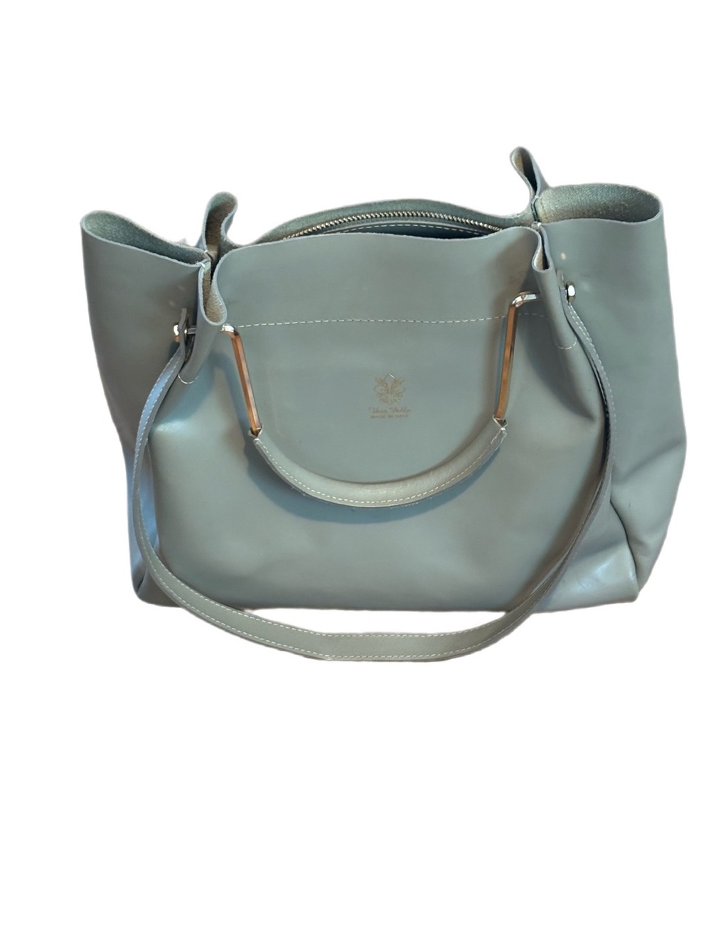 Vera Pelle Made In Italy Freda Gray Leather Handbag - Excellent Pre-Loved